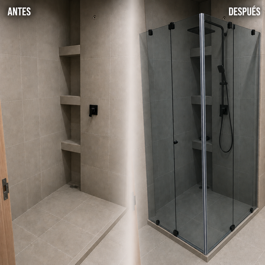 Divisiones de Baño en Vidrio Templado y Acero Inoxidable