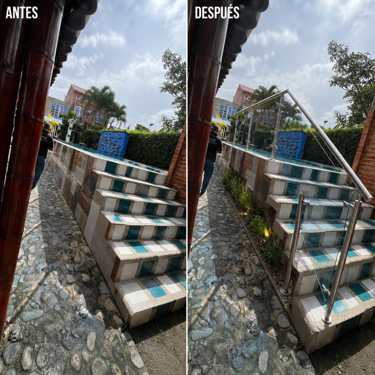 Pasamanos en Acero y Vidrio